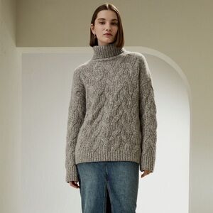 Lilysilk Cable-knit Cashmere Turtleneck